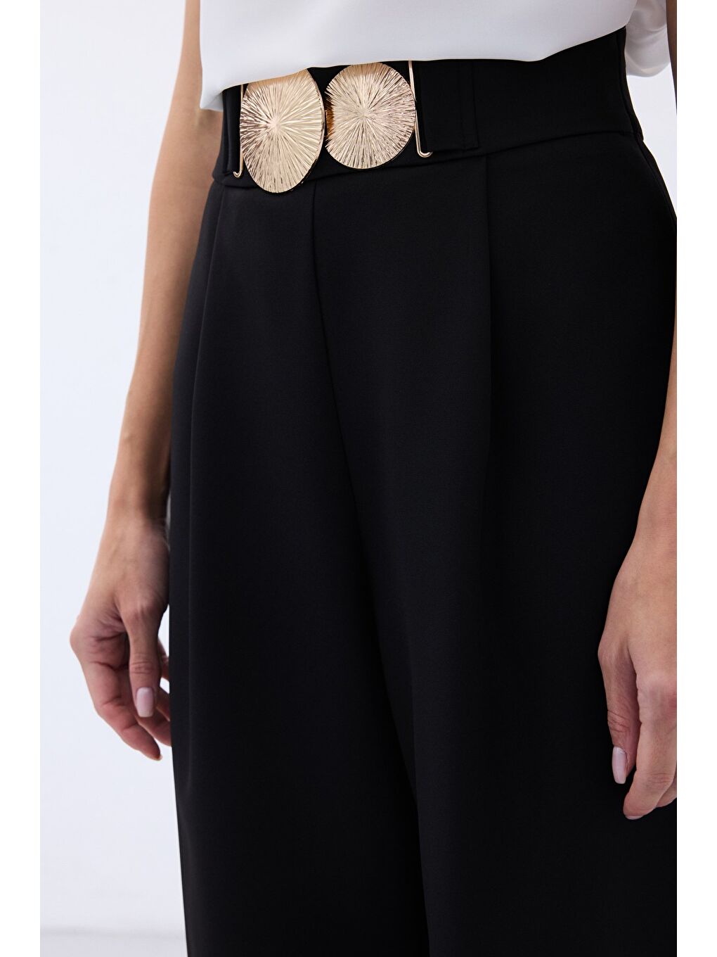 Aksesuarlı Pantolon - Siyah-4