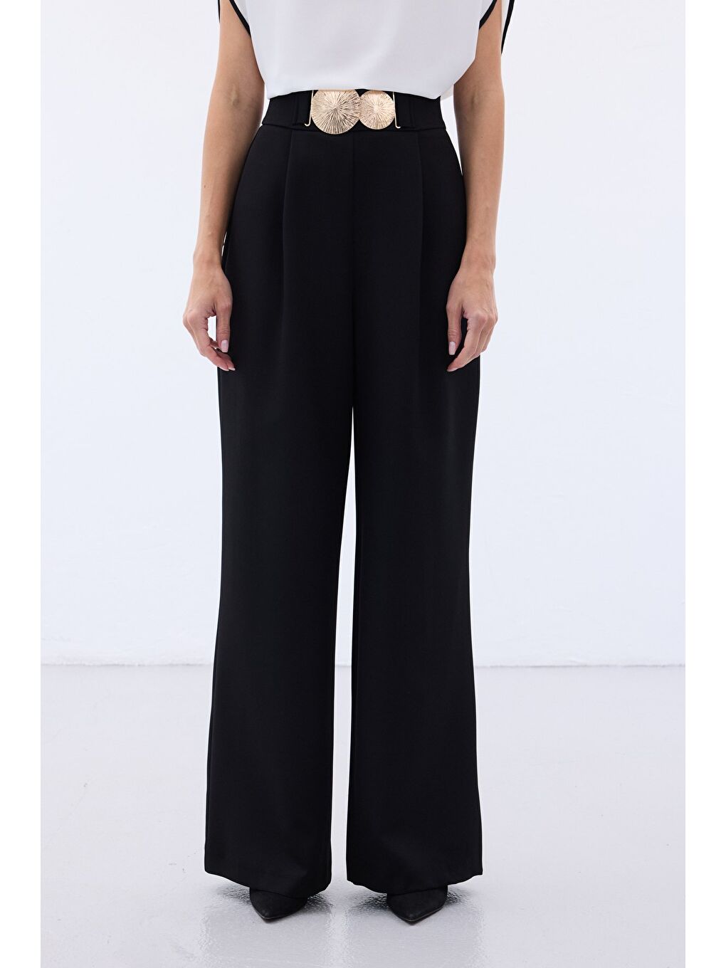 Aksesuarlı Pantolon - Siyah-5