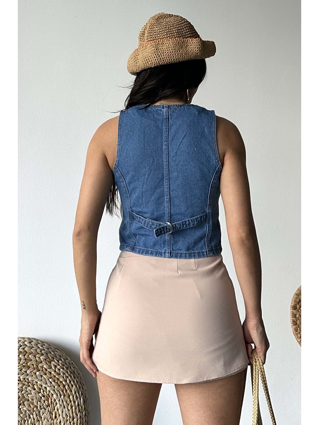 Flotalı Jean Yelek Mavi - 27300-8