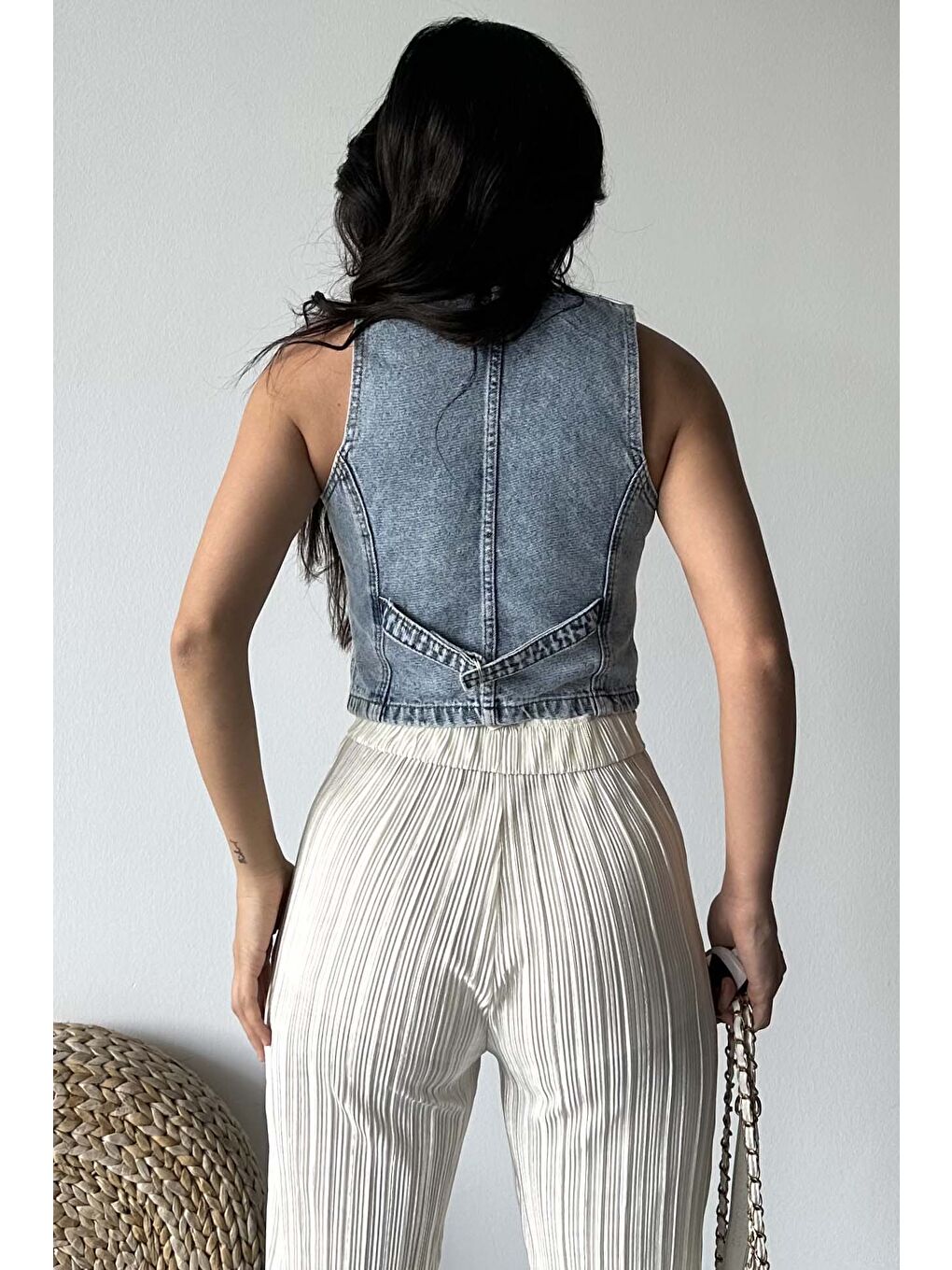 Flotalı Jean Yelek Mavi - 27300-9