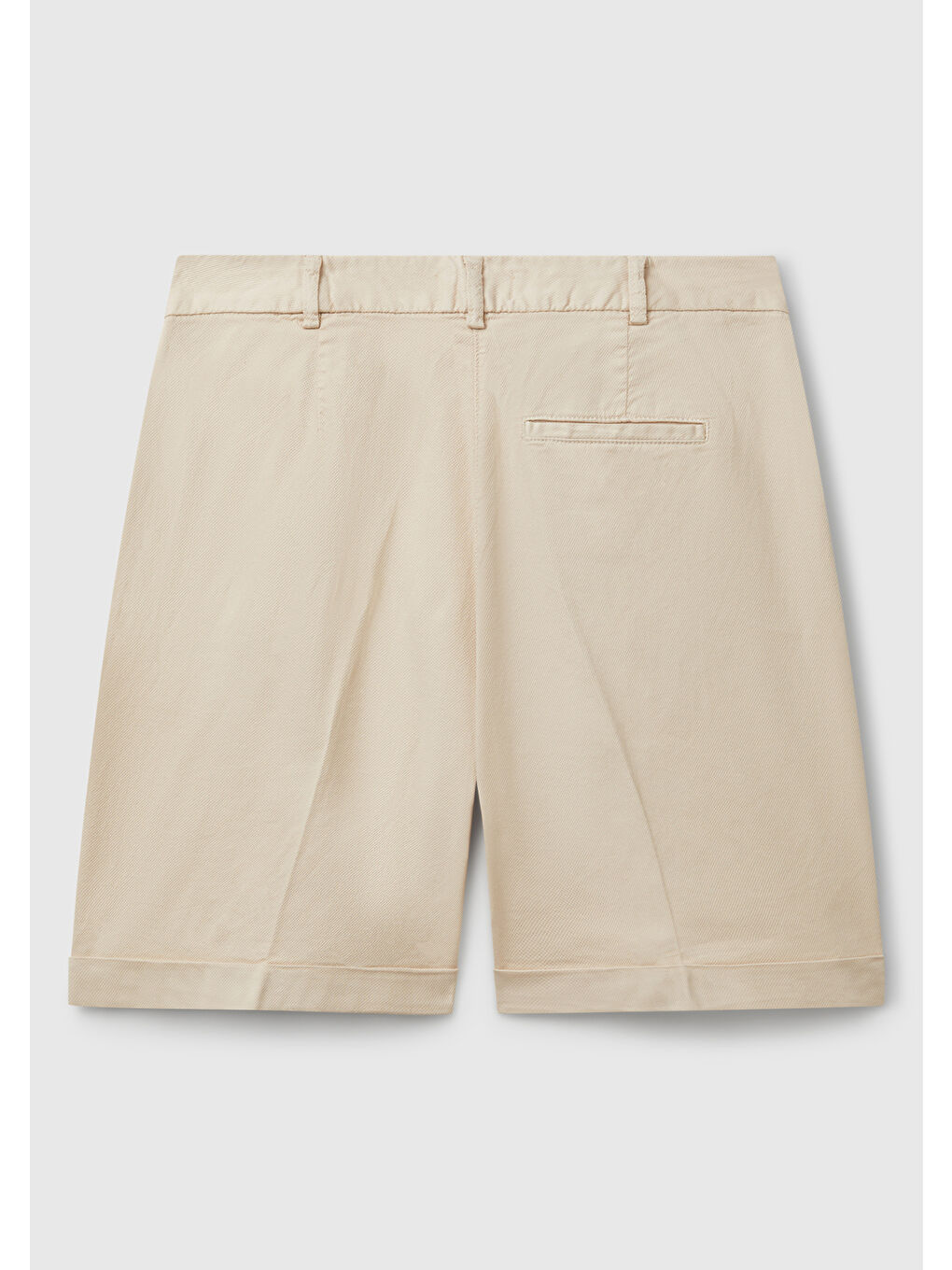 Bej Kadın Taş Rengi Pamuk Karışımlı Önü Düğmeli Regular Fit Bermuda Şort-3