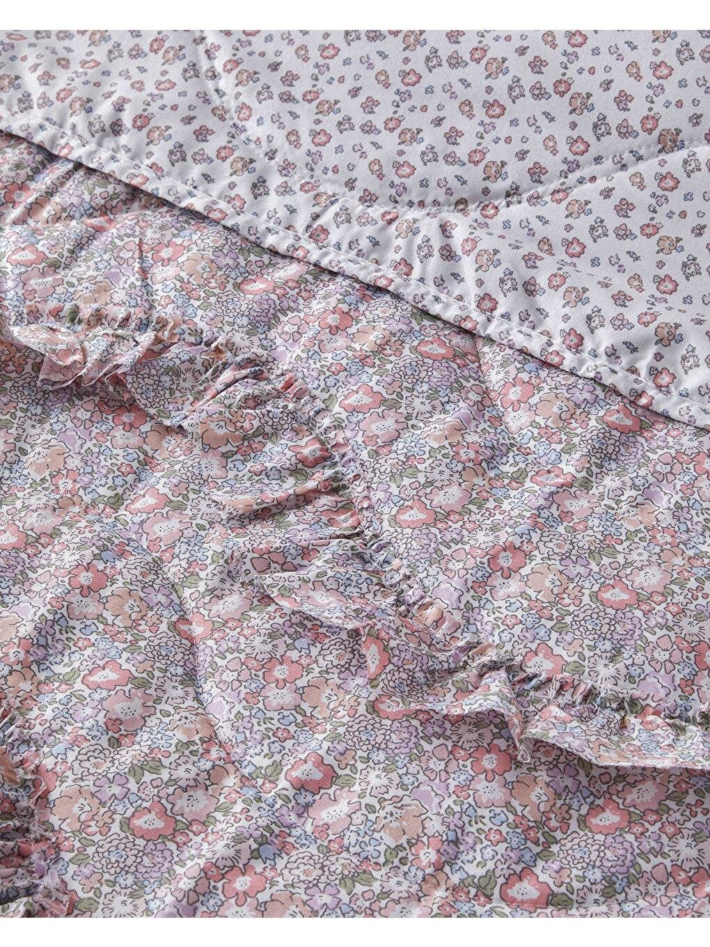 Pembe Floral Euphoria Fırfırlı Çift Kişilik Yatak Örtüsü Takımı 200x220 cm Somon-2