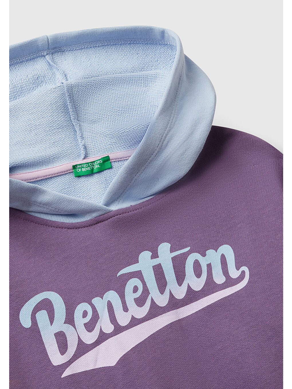 Kız Çocuk Mor-Mavi Önü Logo Baskılı Ribanalı Kapüşonlu Sweatshirt-2