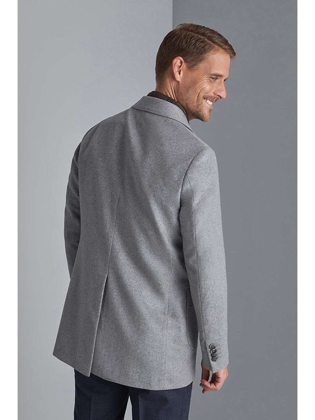 Erkek Gri  / Rahat Kalıp Kruvaze Kaban-2