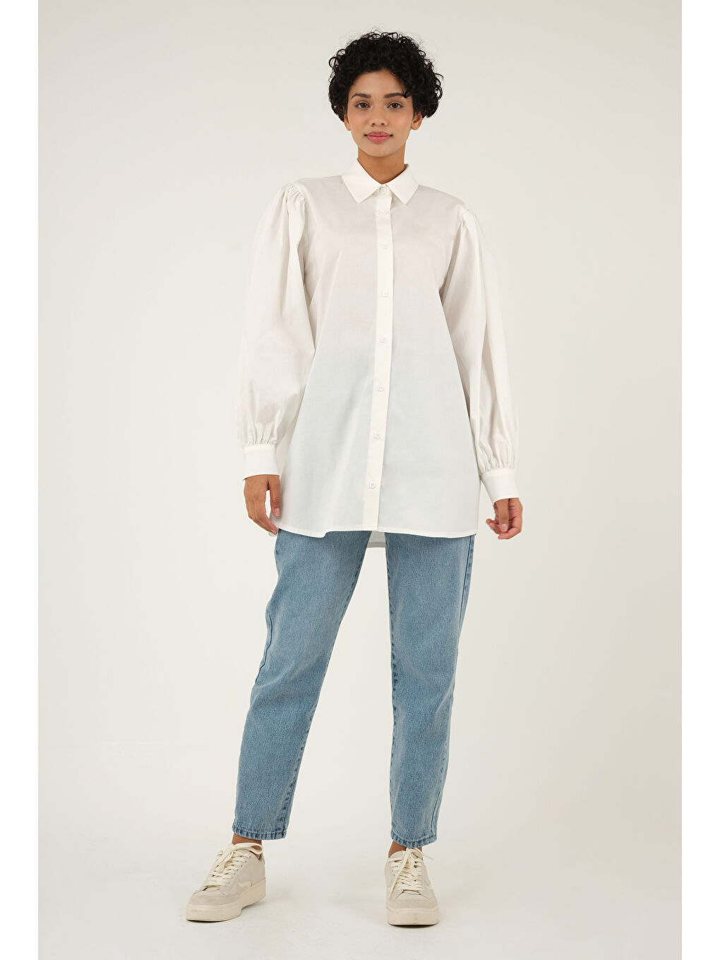 Balon Kol Gömlek Beyaz