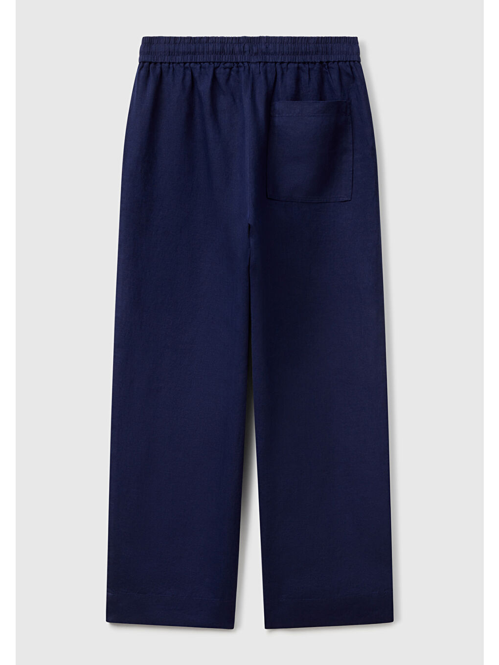 Kadın Lacivert %100 Keten Büzgü İpli Cepli Sigaret Pantolon-3