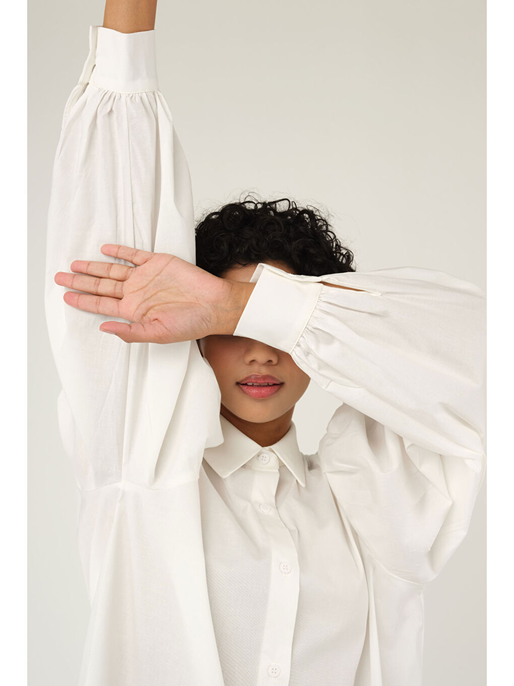 Balon Kol Gömlek Beyaz-3