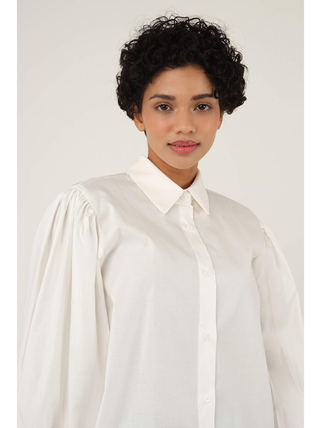 Balon Kol Gömlek Beyaz-4