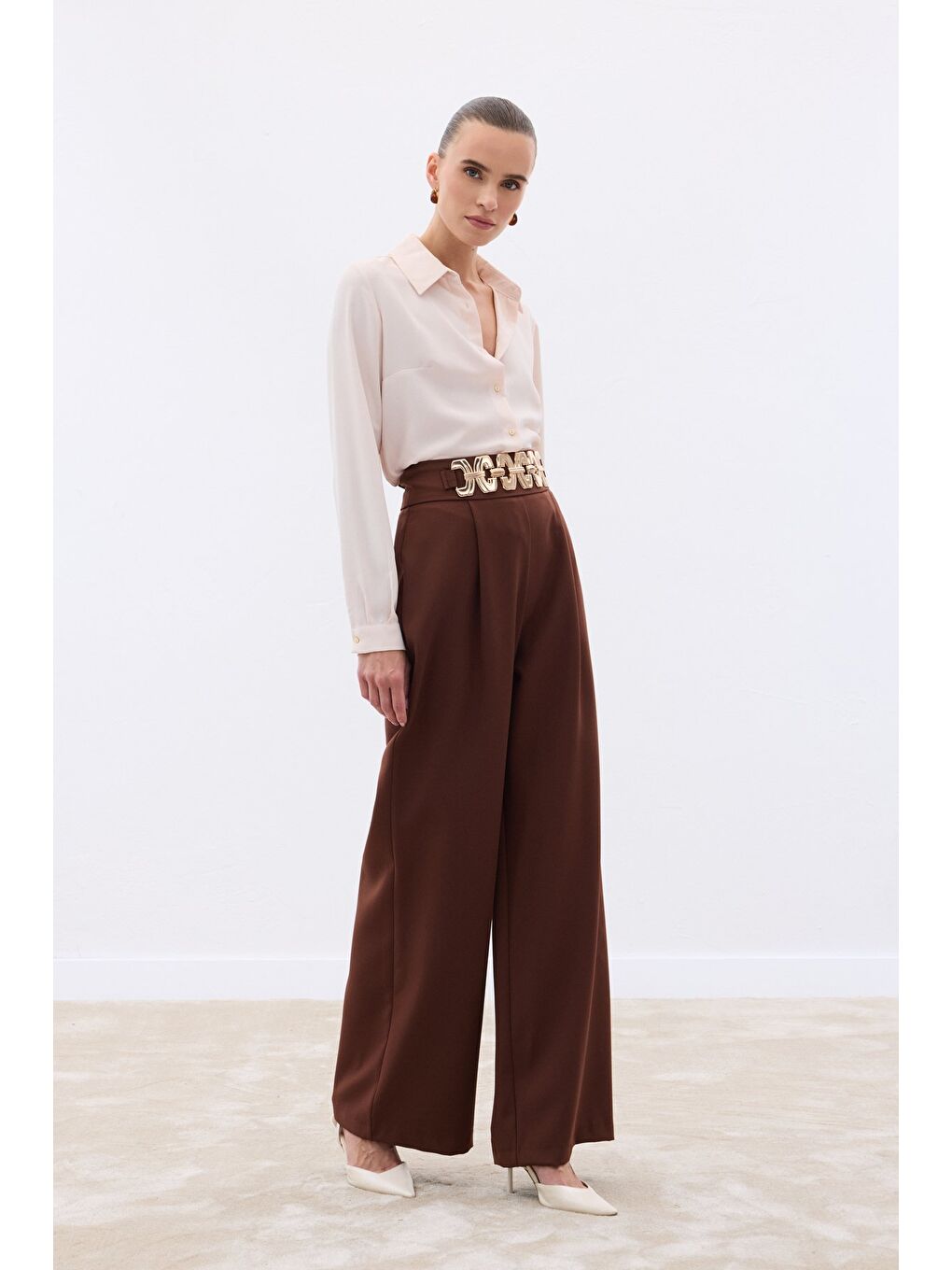 Kahverengi Kemerli Salaş Pantolon - Kahve-1