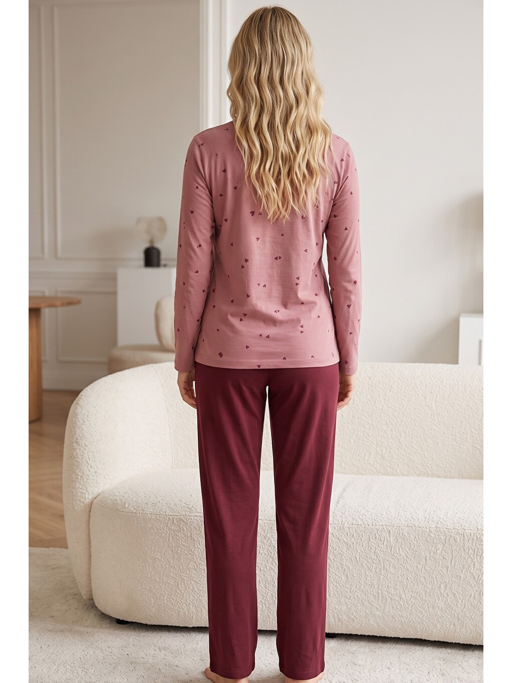 Pembe Düğmeli Pamuklu Elastanlı Örme Pijama Takım26240348-2