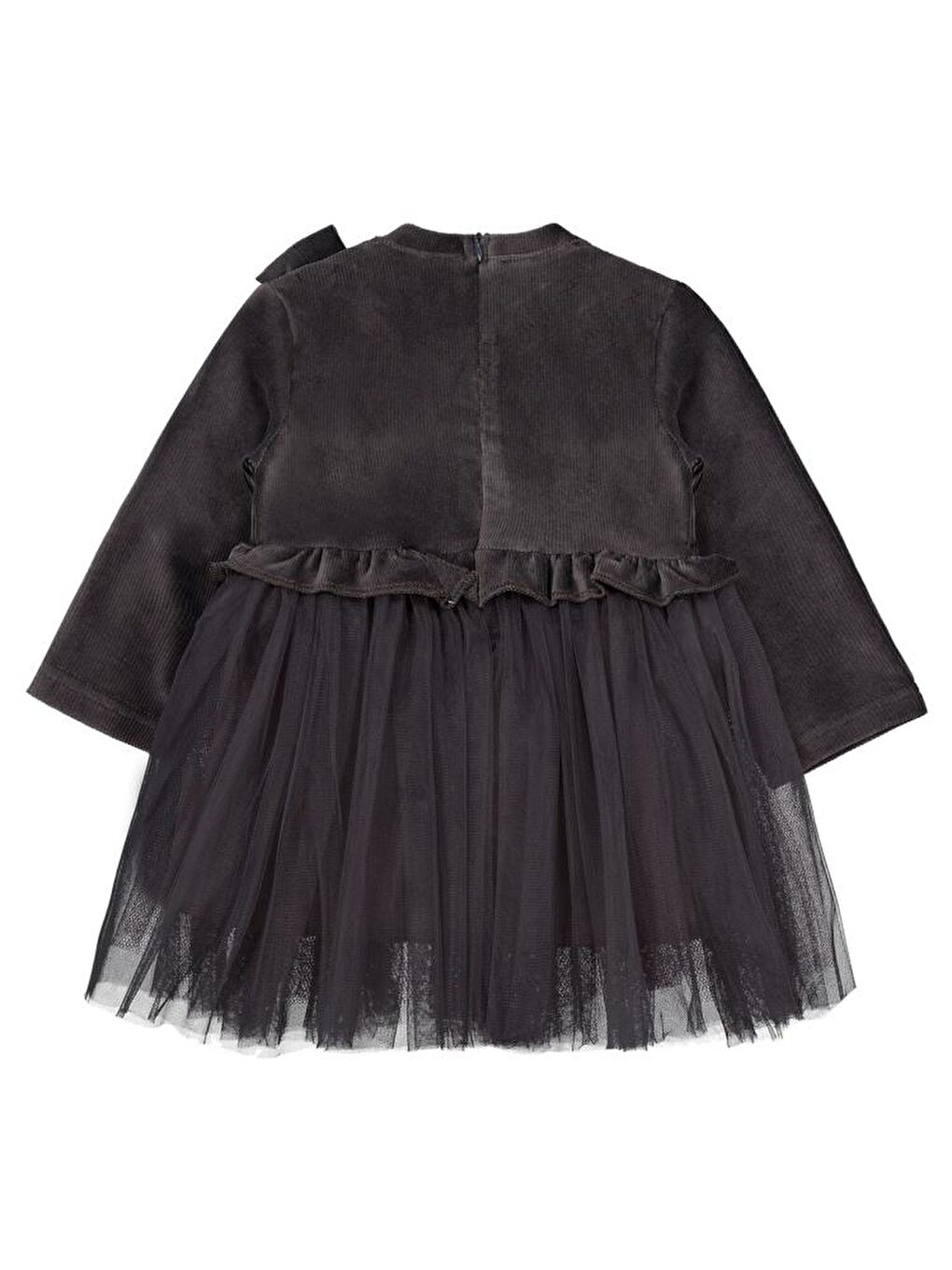 Antrasit Girls Fiyonklu 2-5 Yaş Elbise - Gri 3-4 Yaş-1