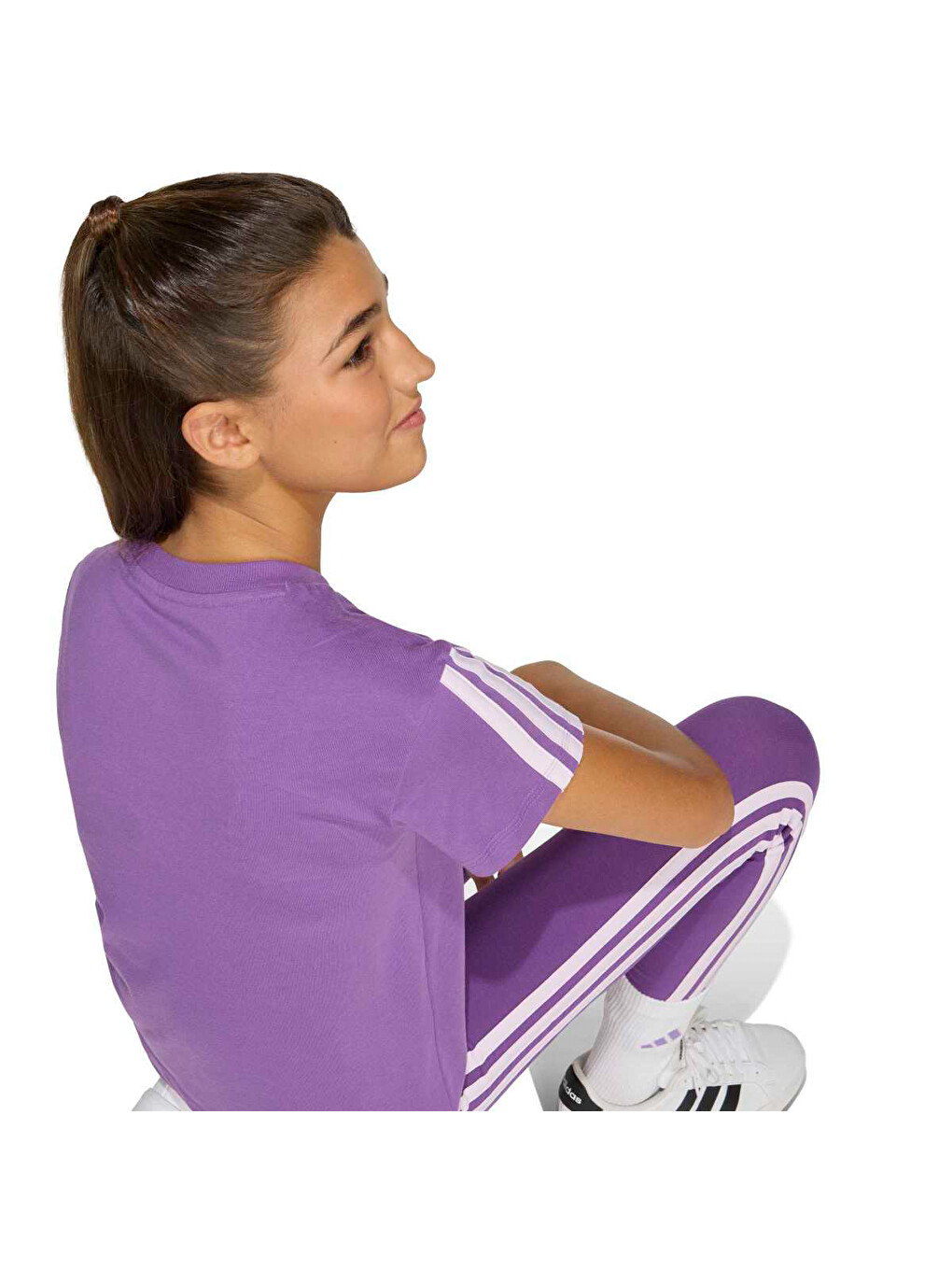 Essentials Çocuk Mor Yuvarlak Yaka Tişört-2