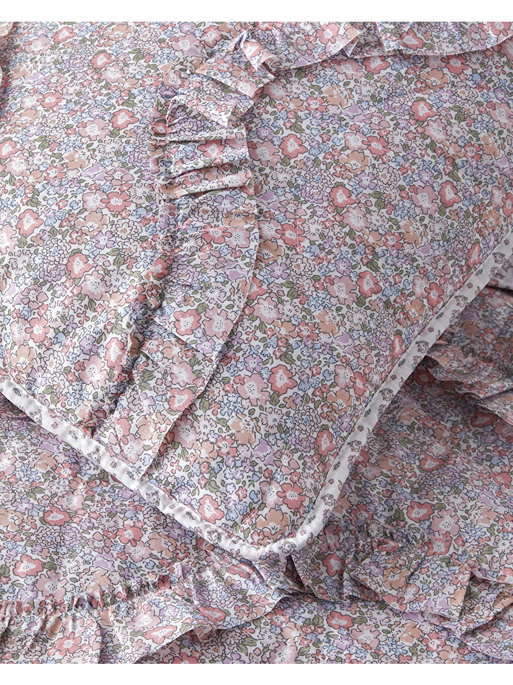 Pembe Floral Euphoria Fırfırlı Çift Kişilik Yatak Örtüsü Takımı 200x220 cm Somon-3