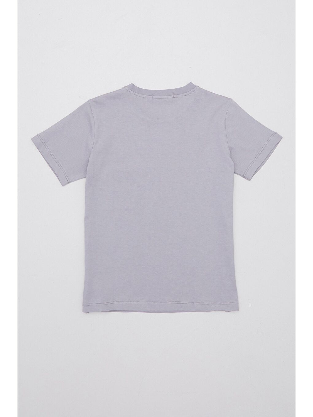 Gri %100 Pamuk Yazı Baskılı Cepli Erkek Çocuk Tişört-1