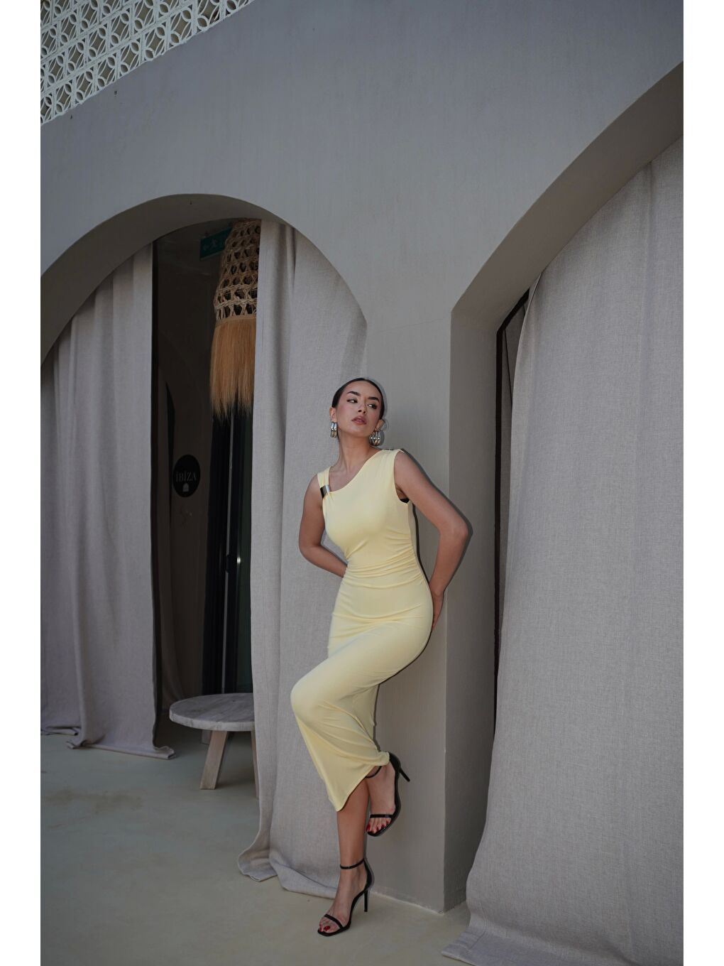 Kadın Sarı Tokalı Elbise 0994-0102