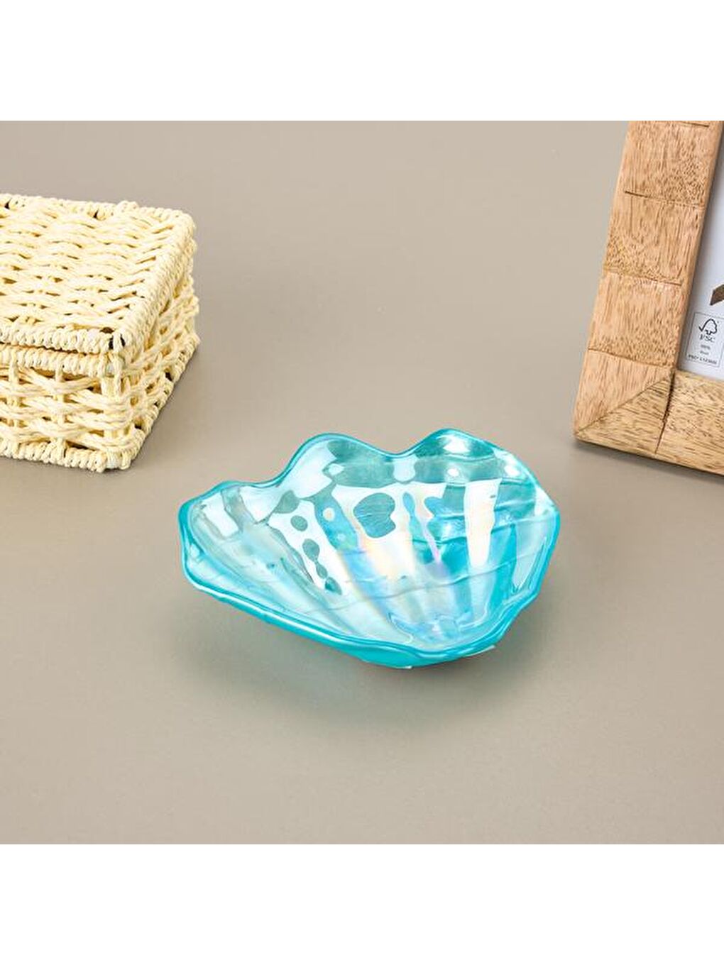 Deco Oyster Dekoratif Tabak - Mavi - 10 cm