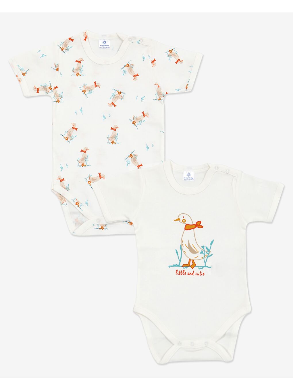 Ekru Bisiklet Yaka Kız Bebek Çıtçıtlı Body 2'li