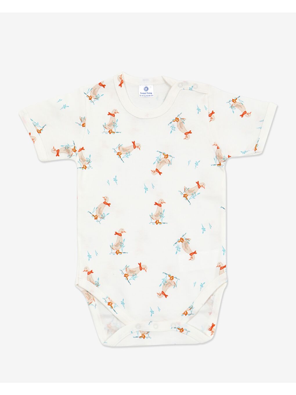 Ekru Bisiklet Yaka Kız Bebek Çıtçıtlı Body 2'li-2