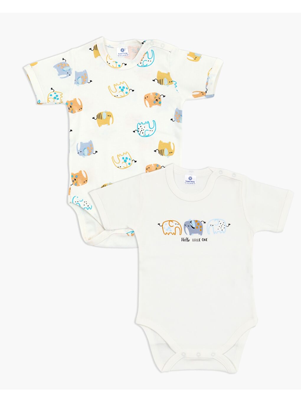 Ekru Bisiklet Yaka Erkek Bebek Çıtçıtlı Body 2'li