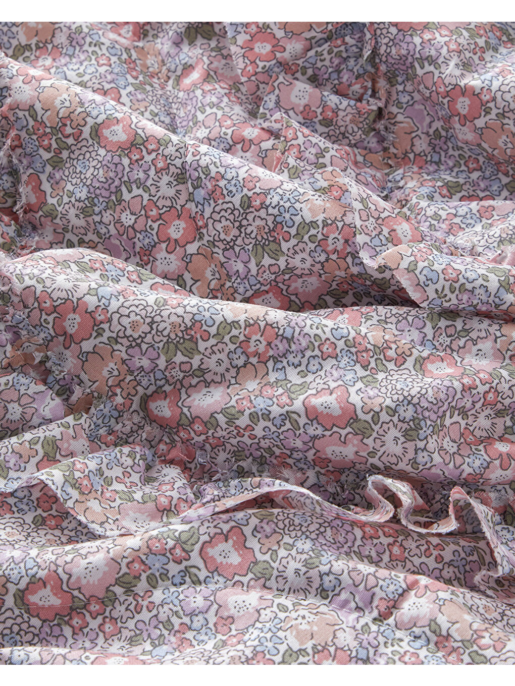 Pembe Floral Euphoria Fırfırlı Çift Kişilik Yatak Örtüsü Takımı 200x220 cm Somon-4