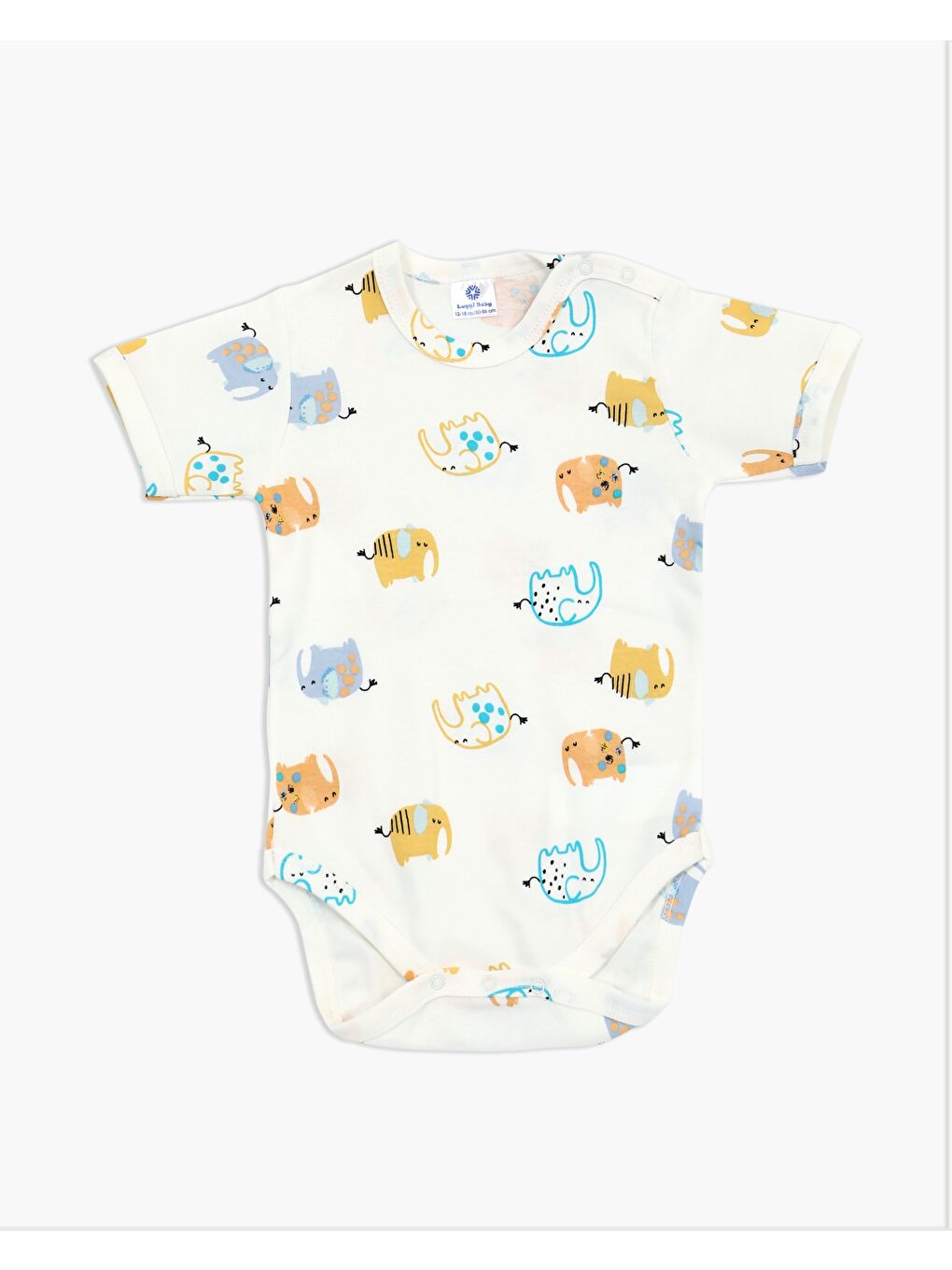 Ekru Bisiklet Yaka Erkek Bebek Çıtçıtlı Body 2'li-2