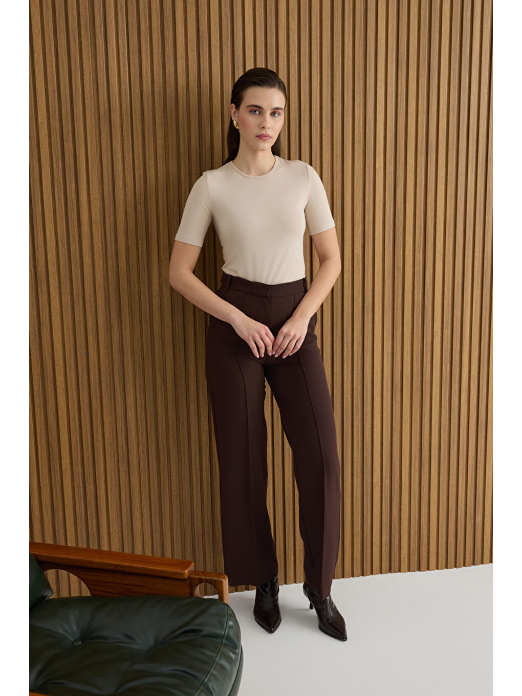 Kahverengi Dokuma Pantolon-1