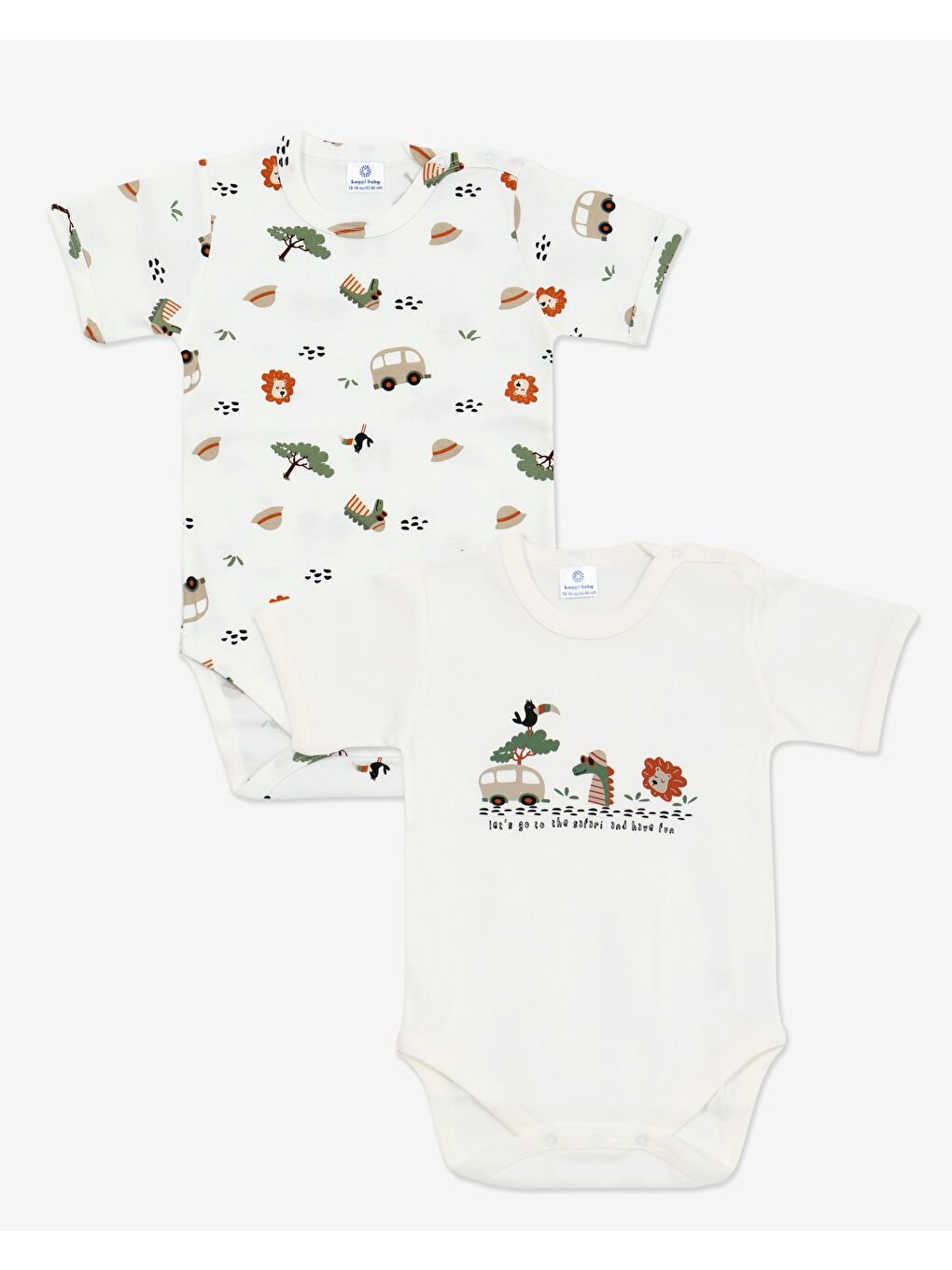 Ekru Bisiklet Yaka Erkek Bebek Çıtçıtlı Body 2'li