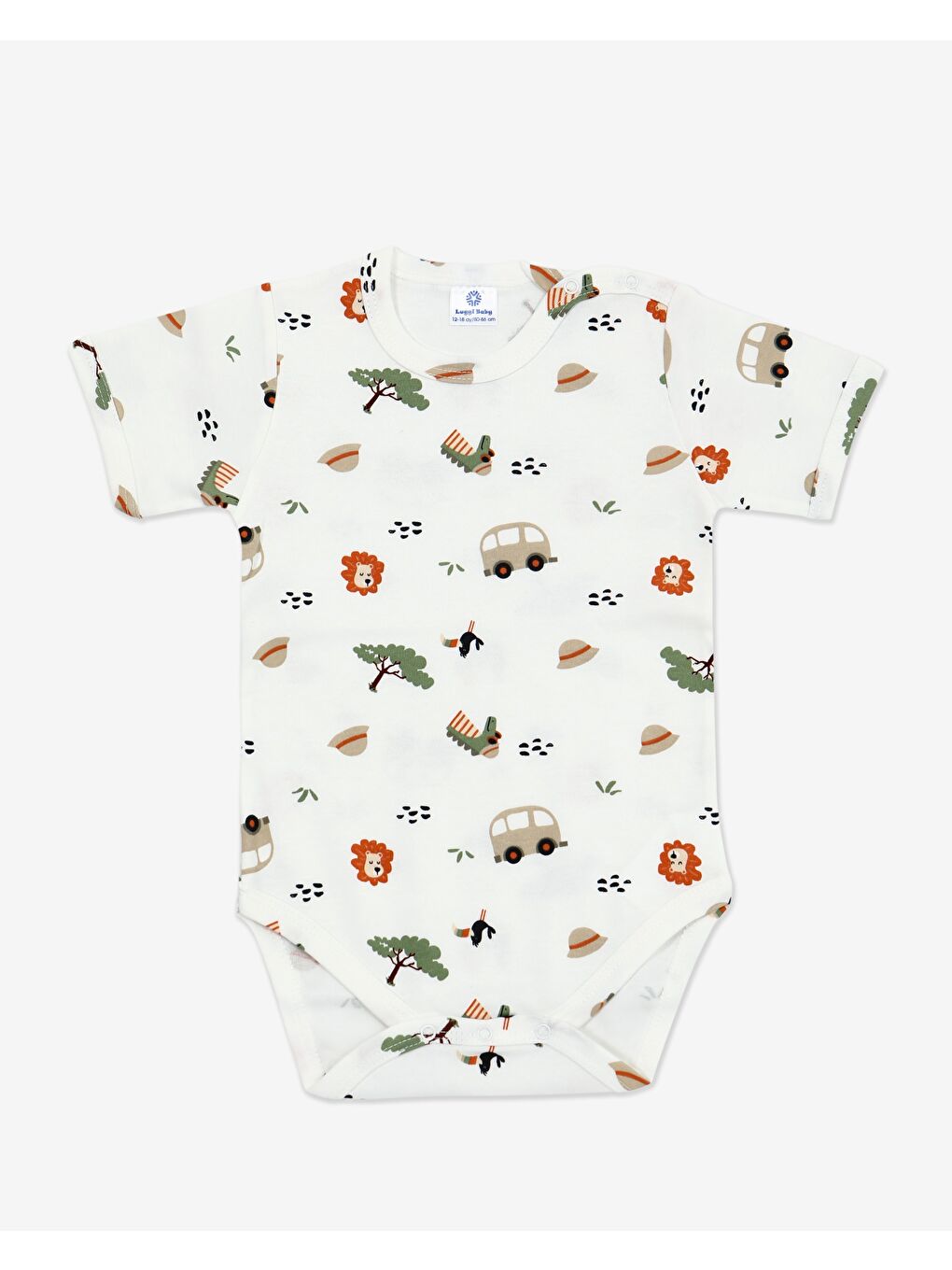 Ekru Bisiklet Yaka Erkek Bebek Çıtçıtlı Body 2'li-2