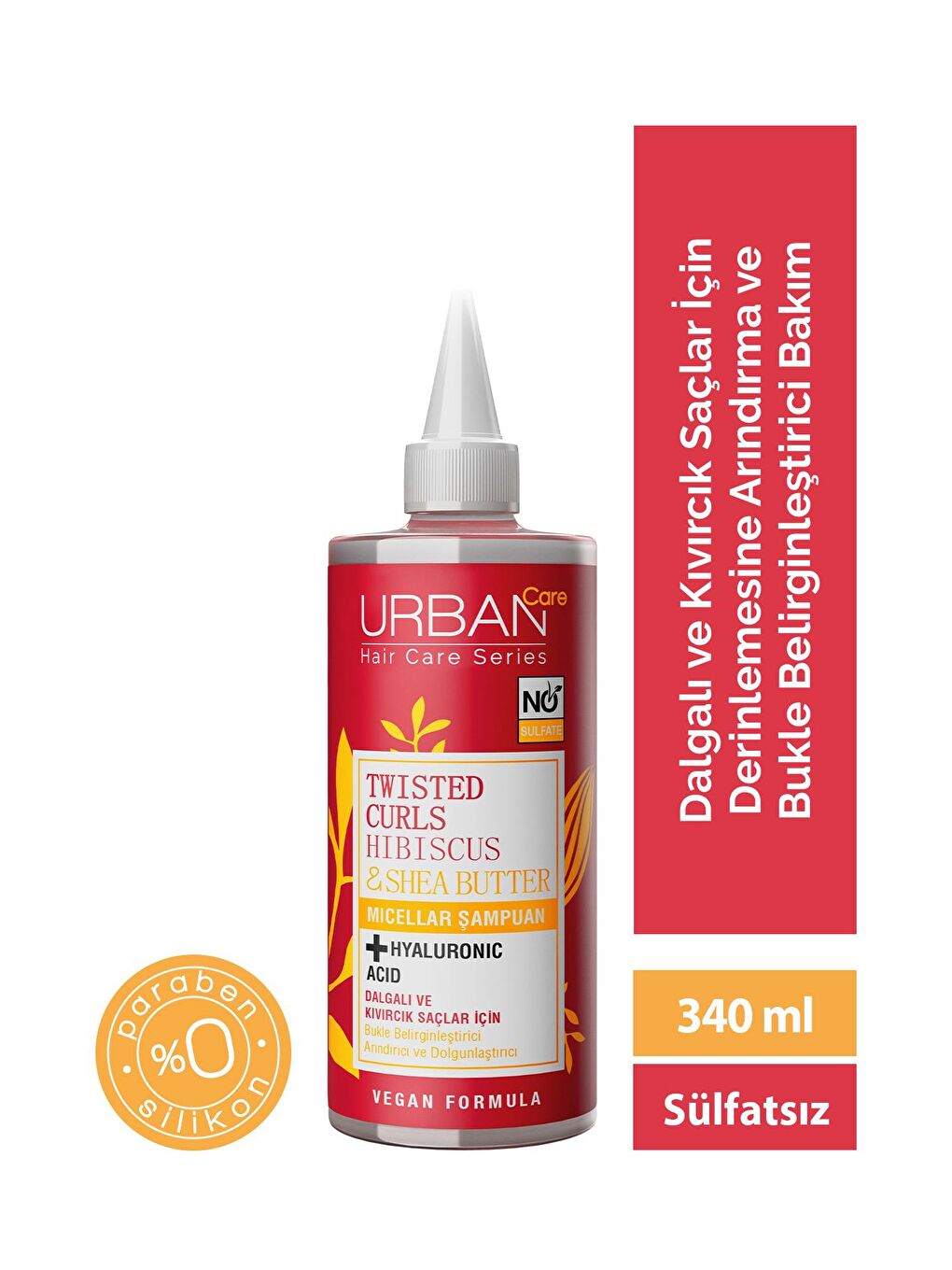 Urban Care Hibiscus&Shea Butter Kıvırcık ve Dalgalı Saçlara Özel Miselar Şampuan-Sülfatsız-340 ML