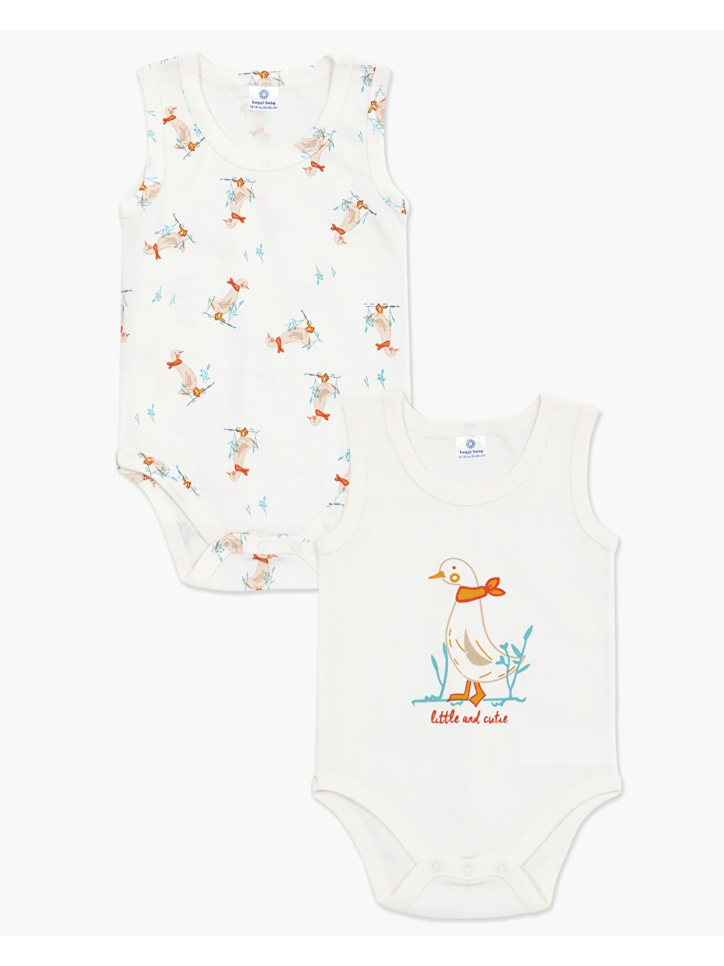 Luggi Baby Ekru Bisiklet Yaka Kız Bebek Atlet Çıtçıtlı Body 2'li
