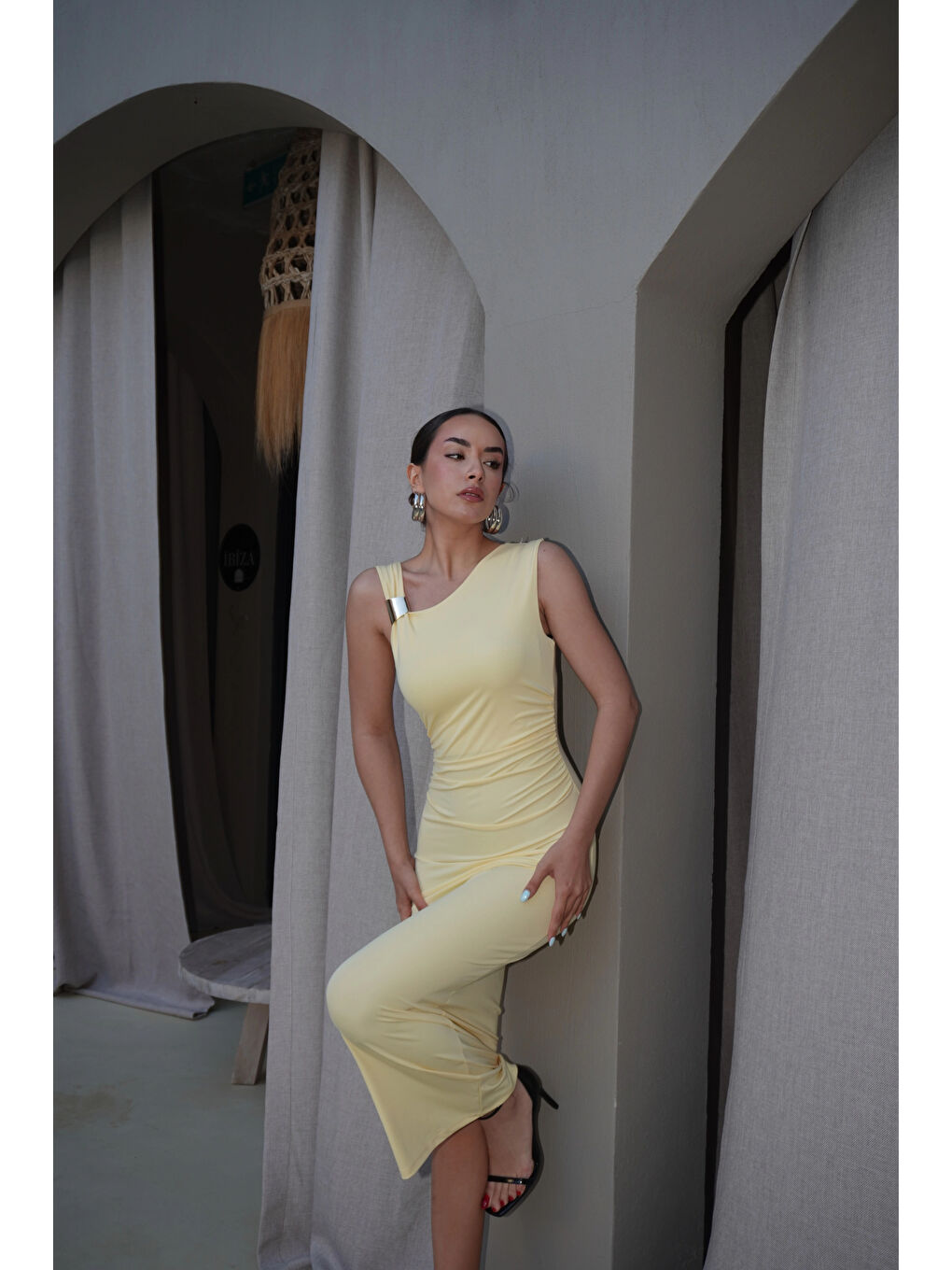 Kadın Sarı Tokalı Elbise 0994-0102-1