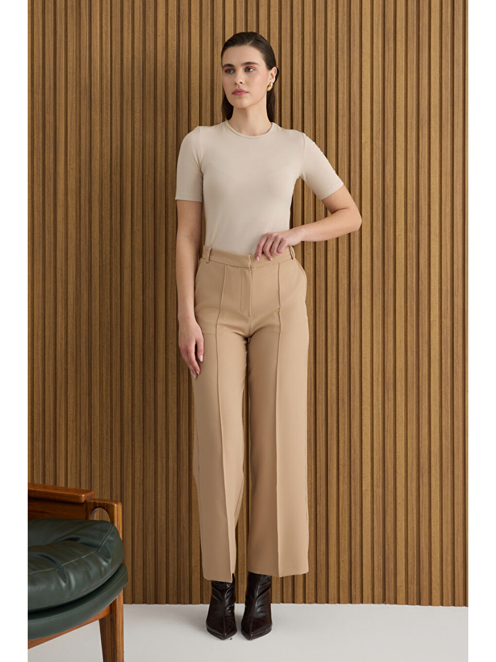 Bej Taş Dokuma Pantolon