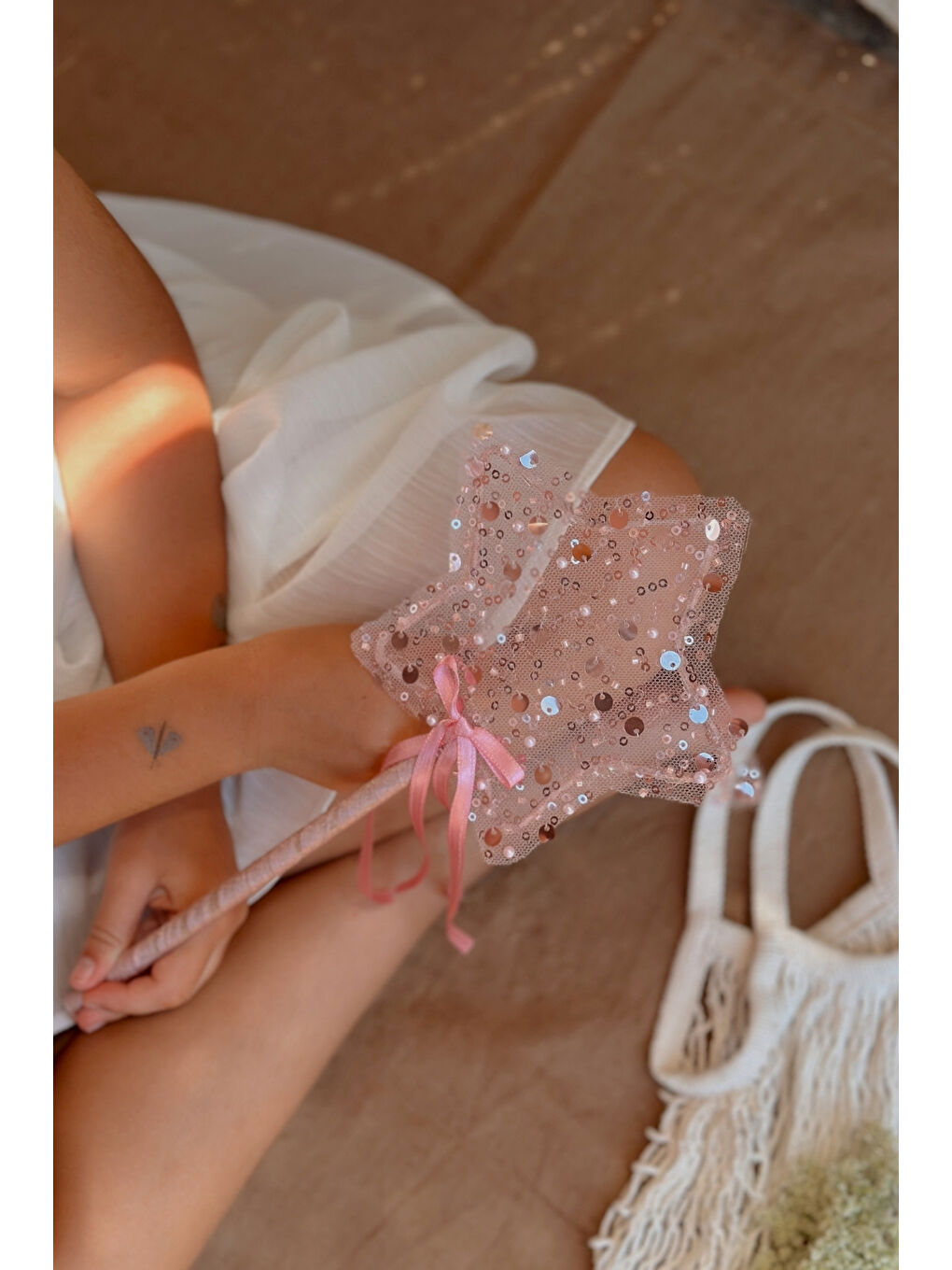 Pembe Pullu Boncuklu 3'lü Kelebek Kanat Asa Taç Set-3