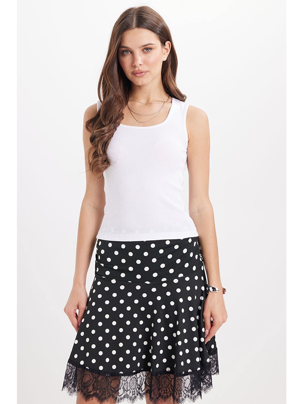 Kadın Slim Fit Dar Kesim Askılı Kare Yaka Pamuklu Beyaz Crop Atlet-3