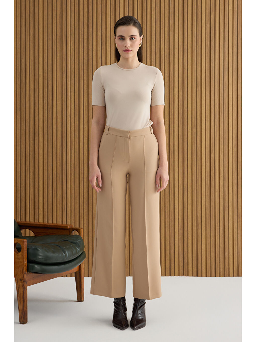 Bej Taş Dokuma Pantolon-2