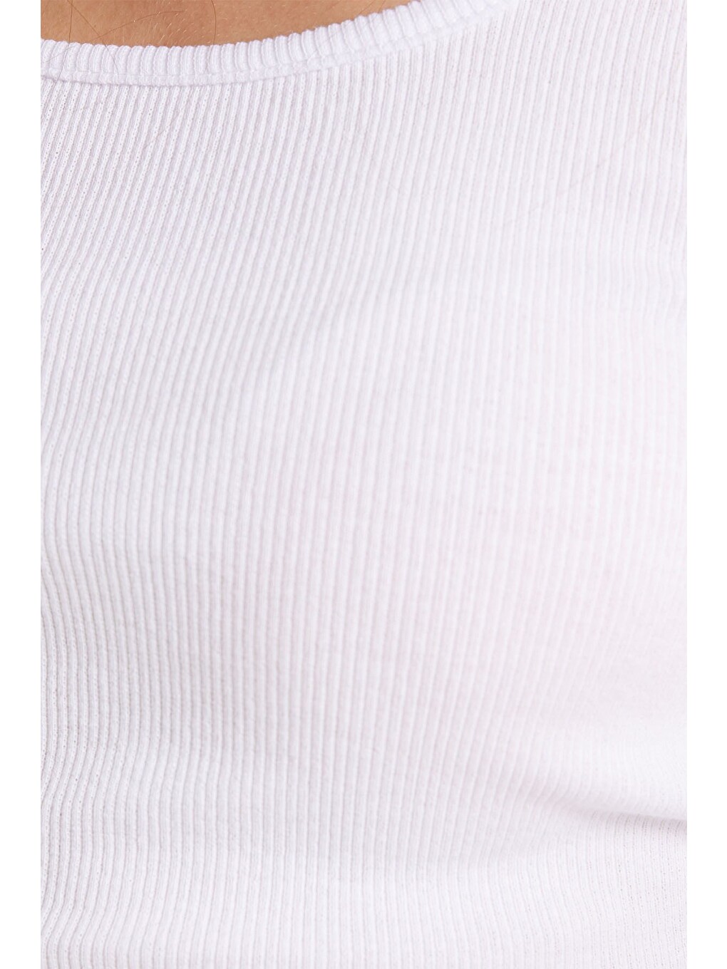 Kadın Slim Fit Dar Kesim Askılı Kare Yaka Pamuklu Beyaz Crop Atlet-4