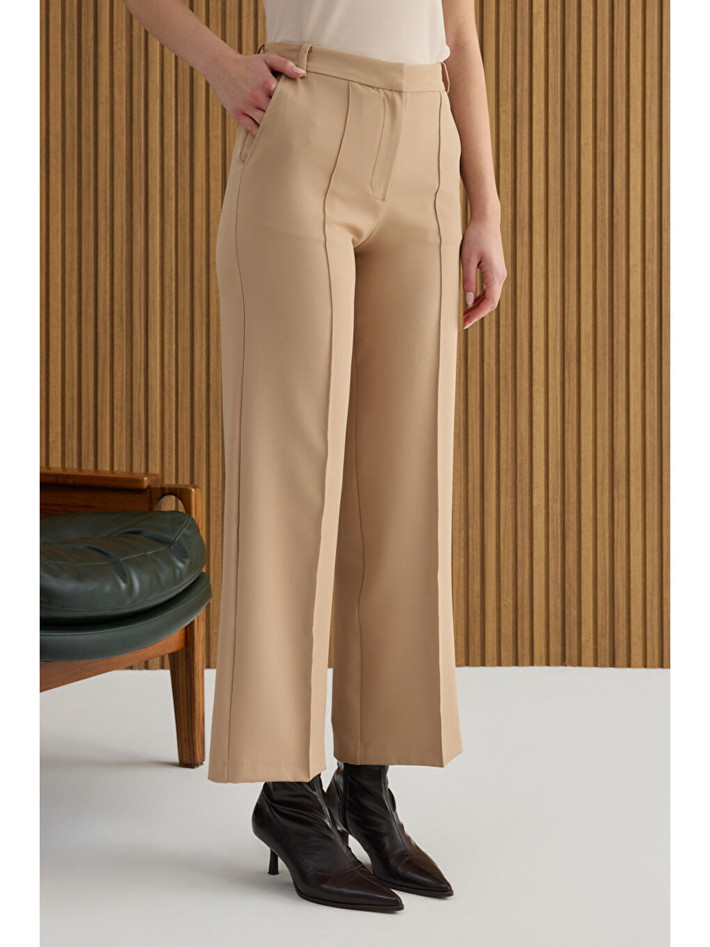 Bej Taş Dokuma Pantolon-3