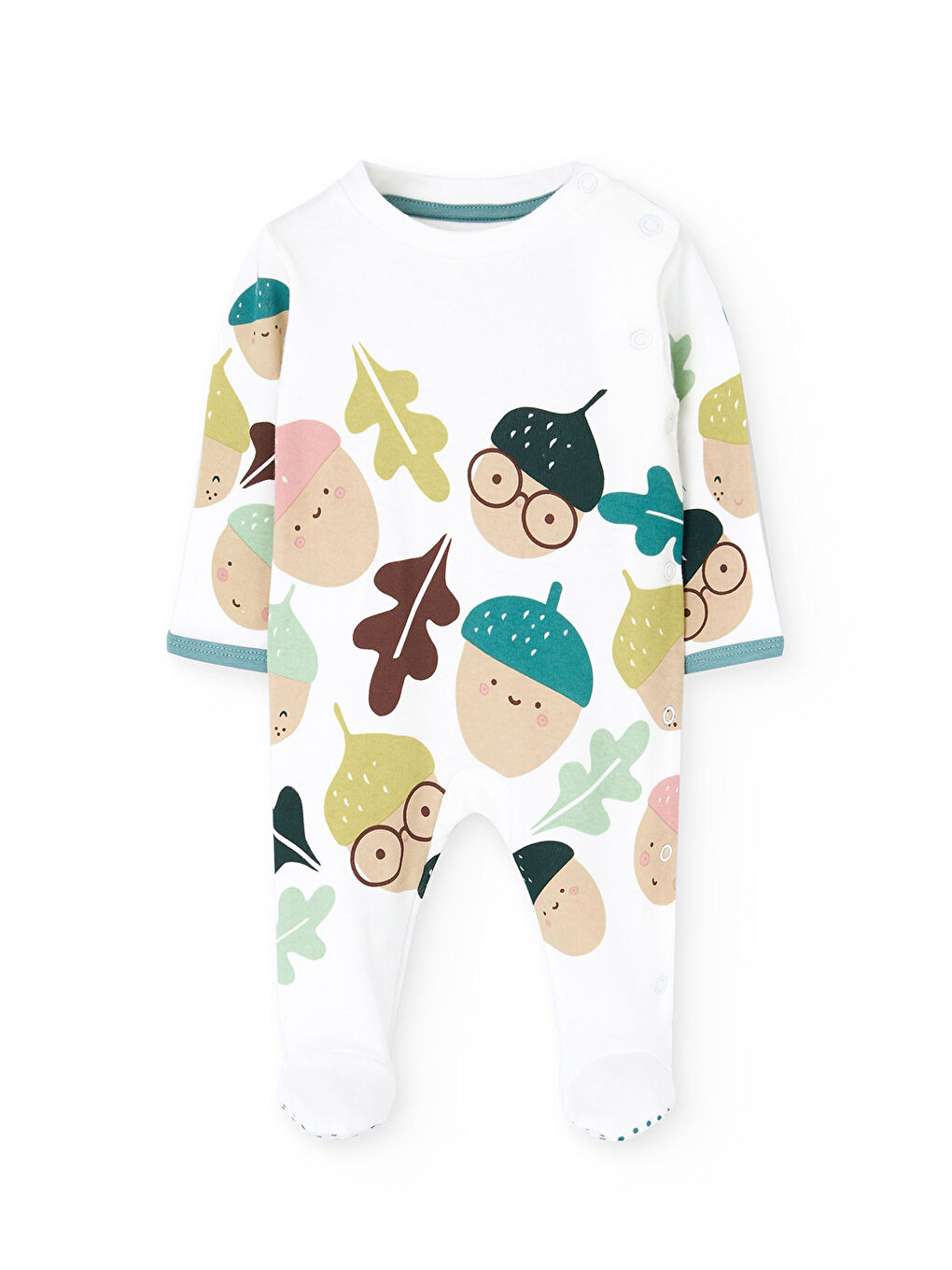 Ekru Erkek Bebek Meyve Baskılı Tulum