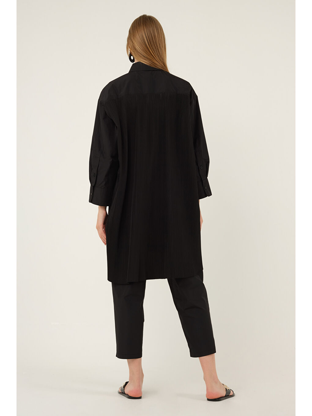 Piliseli Gömlek Siyah-2