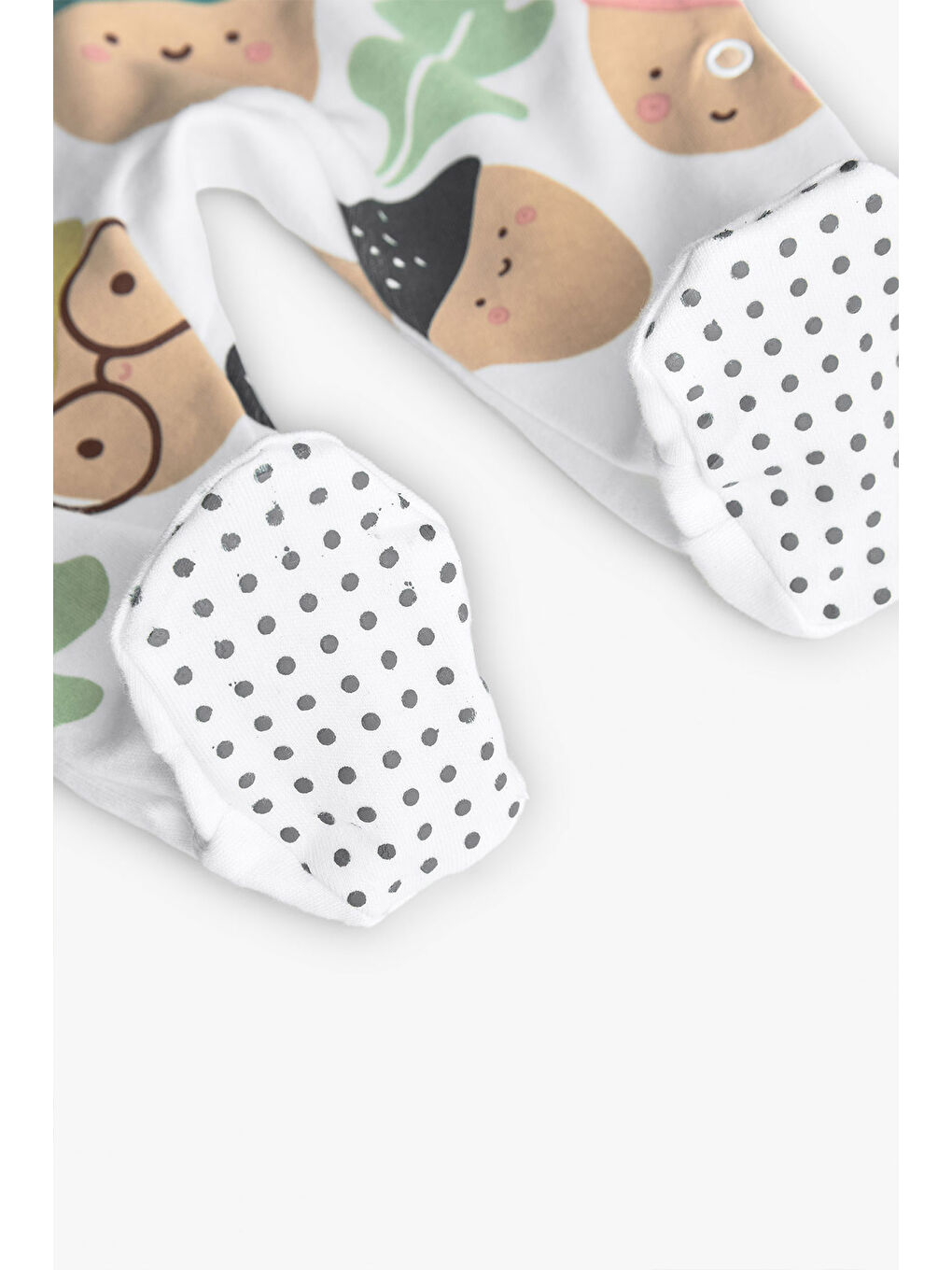 Ekru Erkek Bebek Meyve Baskılı Tulum-3