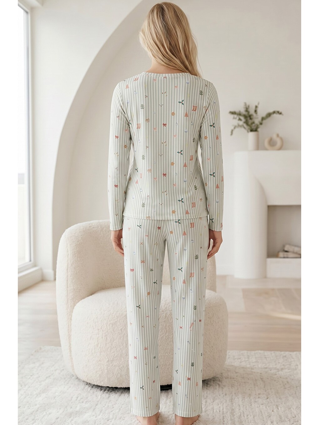 Yeşil Pamuklu Elastanlı Örme Pijama Takım26240338-2