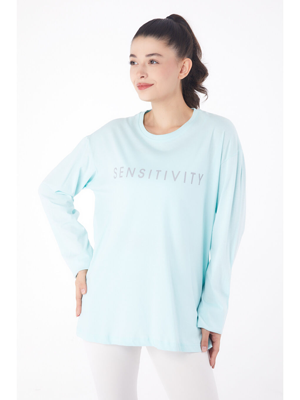 Baskılı Sweat Turkuaz - 26237-1