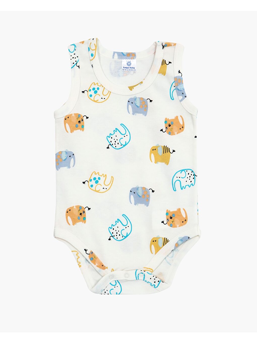 Ekru Bisiklet Yaka Erkek Bebek Atlet Çıtçıtlı Body 2'li-1