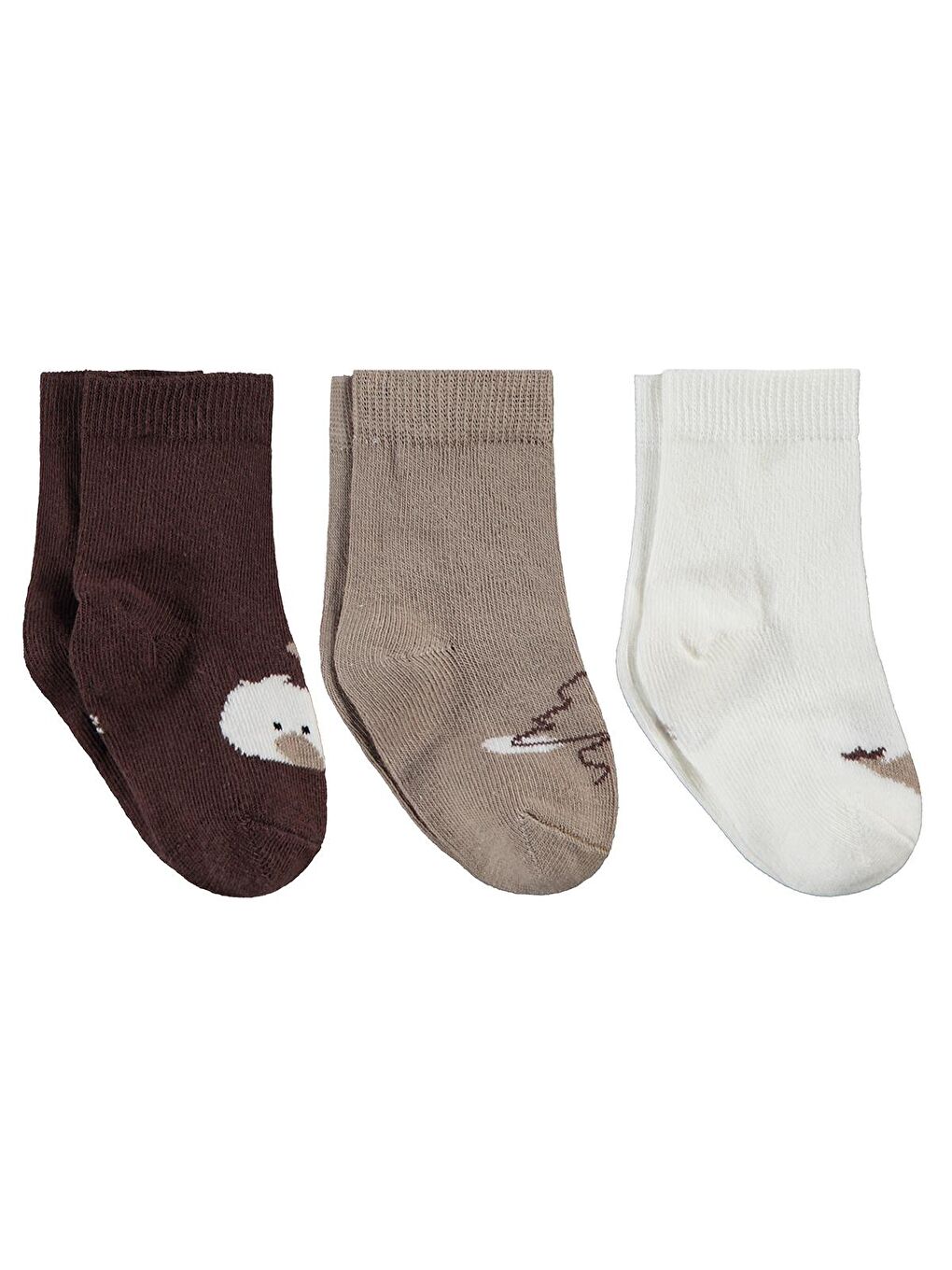 Beyaz Baby Karikatür Desen 3'lü 6- Bebek Erkek Çorap Set - Standart 18 Ay-2