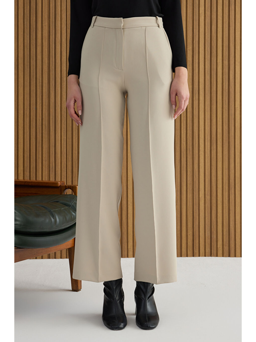 Ekru Dokuma Pantolon-2