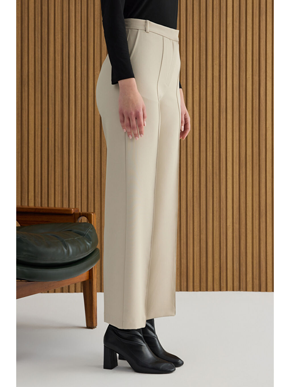 Ekru Dokuma Pantolon-3