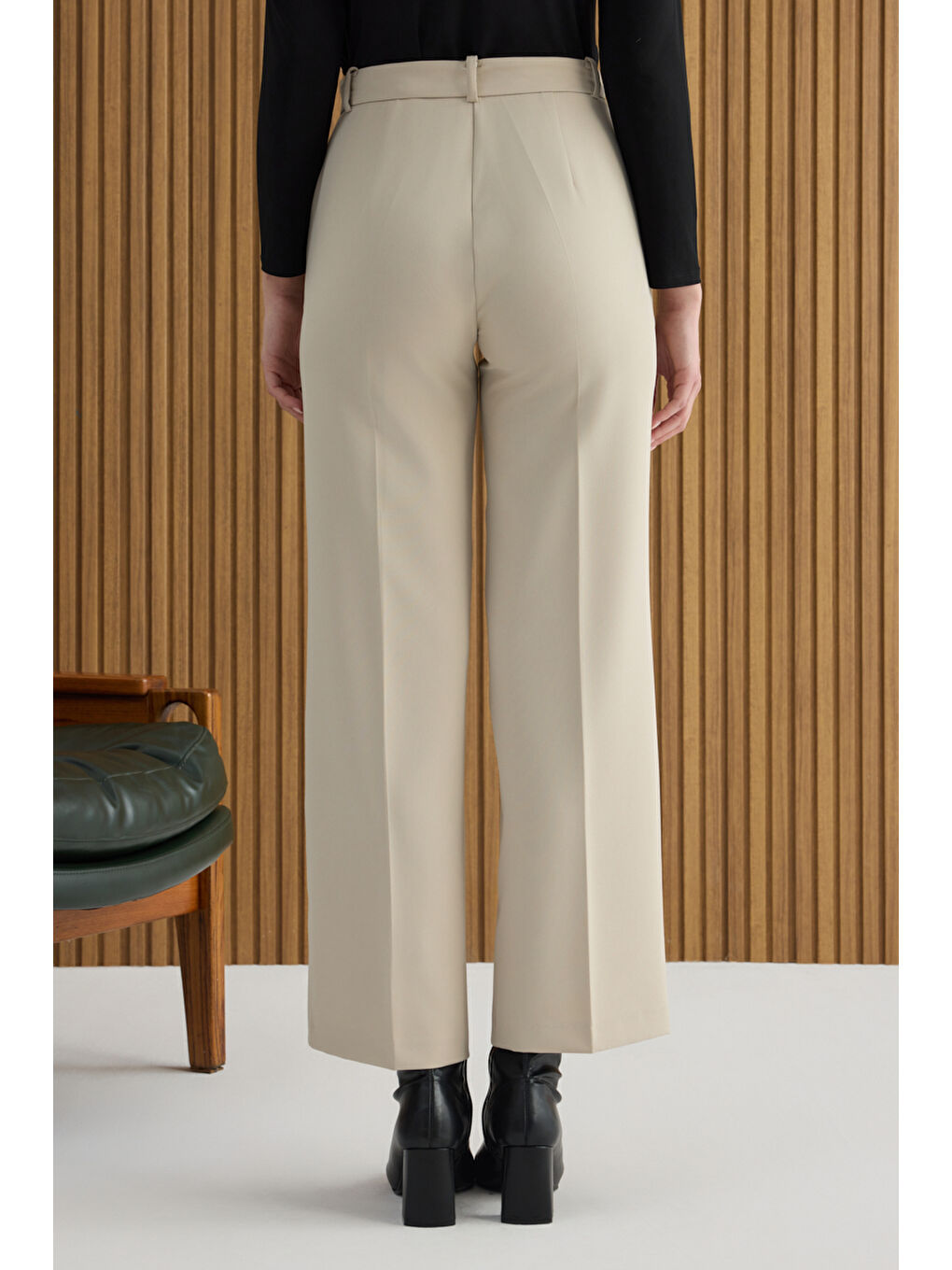 Ekru Dokuma Pantolon-5