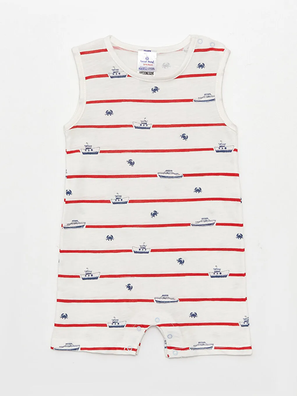 Beyaz Bisiklet Yaka Baskılı Erkek Bebek Tulum