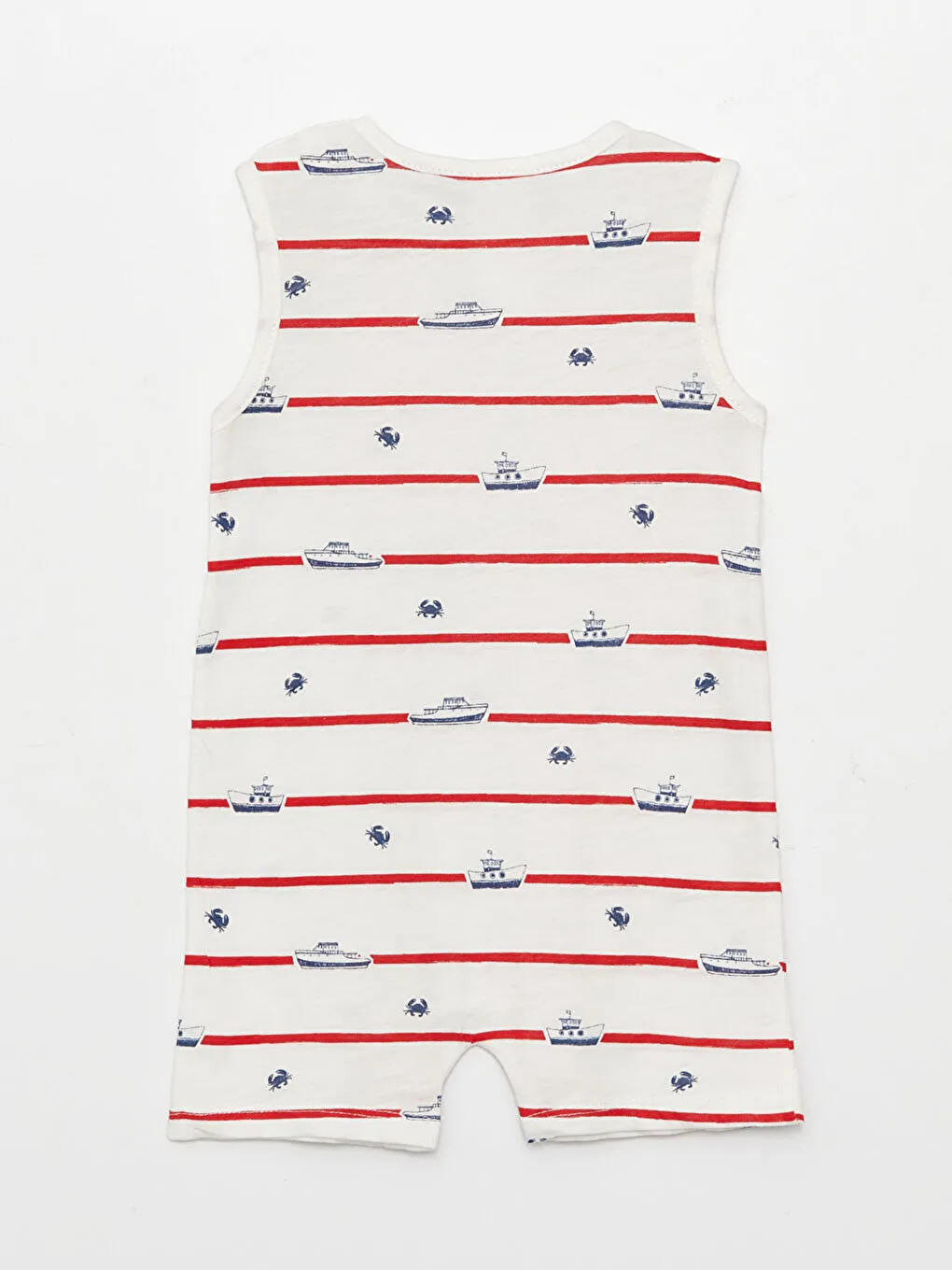 Beyaz Bisiklet Yaka Baskılı Erkek Bebek Tulum-1