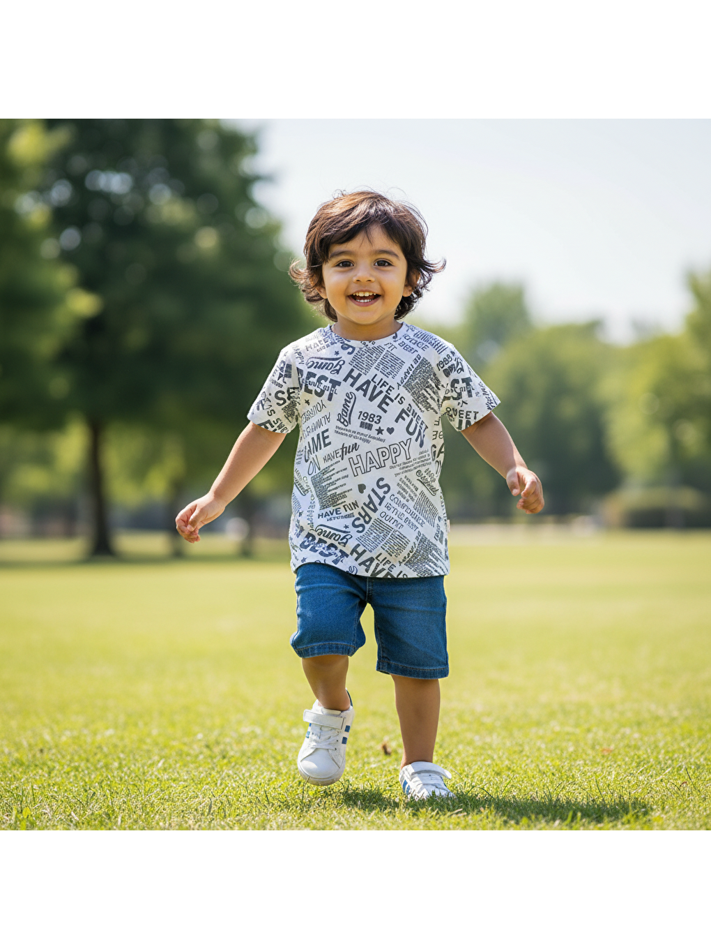 Çocuk Beyaz Baskılı Tshirt Cb1023-3
